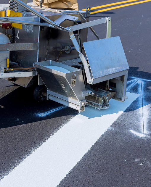 Professional roadway line striping with durable traffic markings for safer roads in Colorado.
